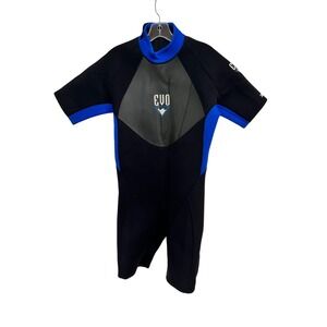EVO 3mm Shorty Wetsuit Mens XL Black Blue Short Sleeve Back Zip Scuba Dive Surf